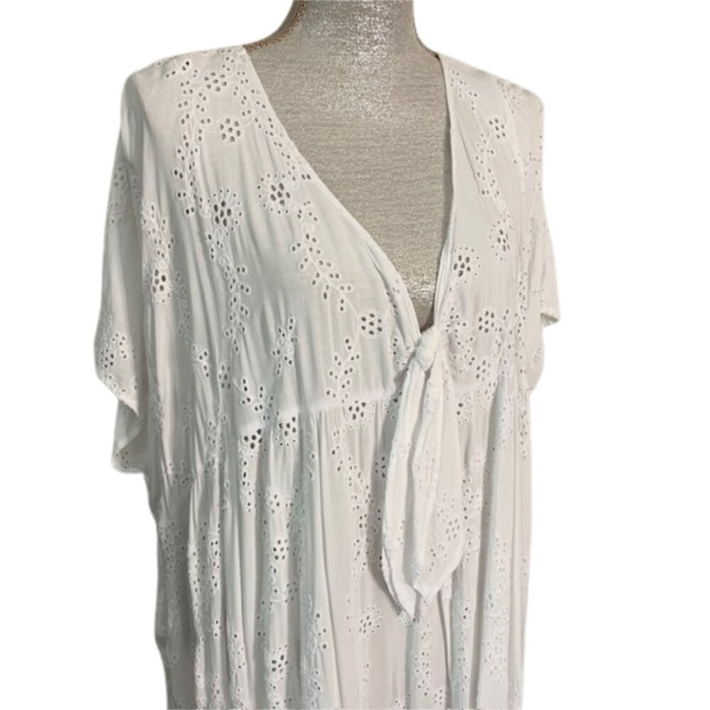 YOUNG FABULOUS AND BROKE White Eyelet Maxi Beach Cover Up Dress SMALL - Picture 12 of 15